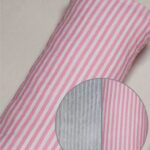 Рожеві та білі смужки та плюш шарпей світло-сірий.